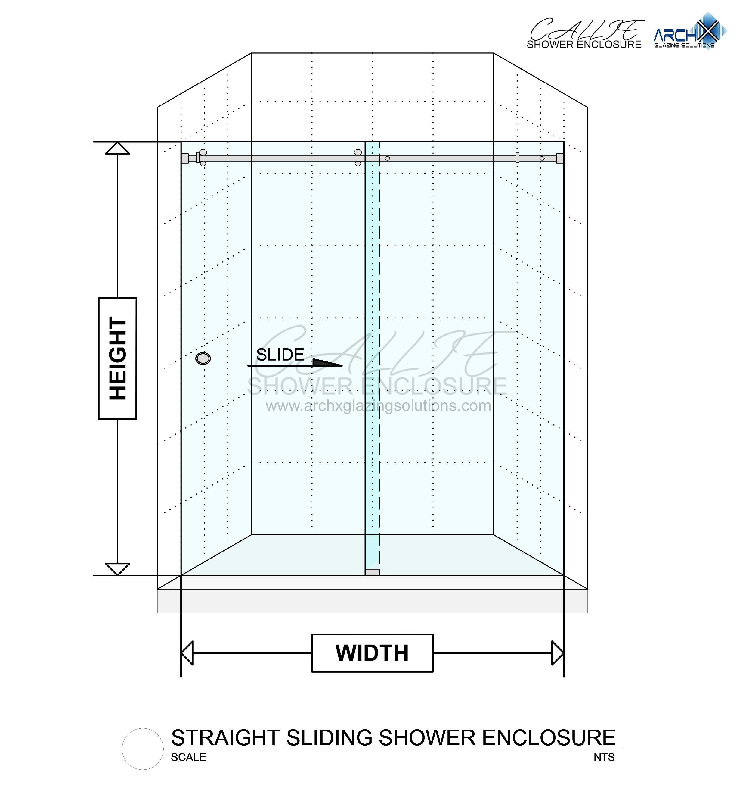 2. Straight Sliding Shower Enclosure