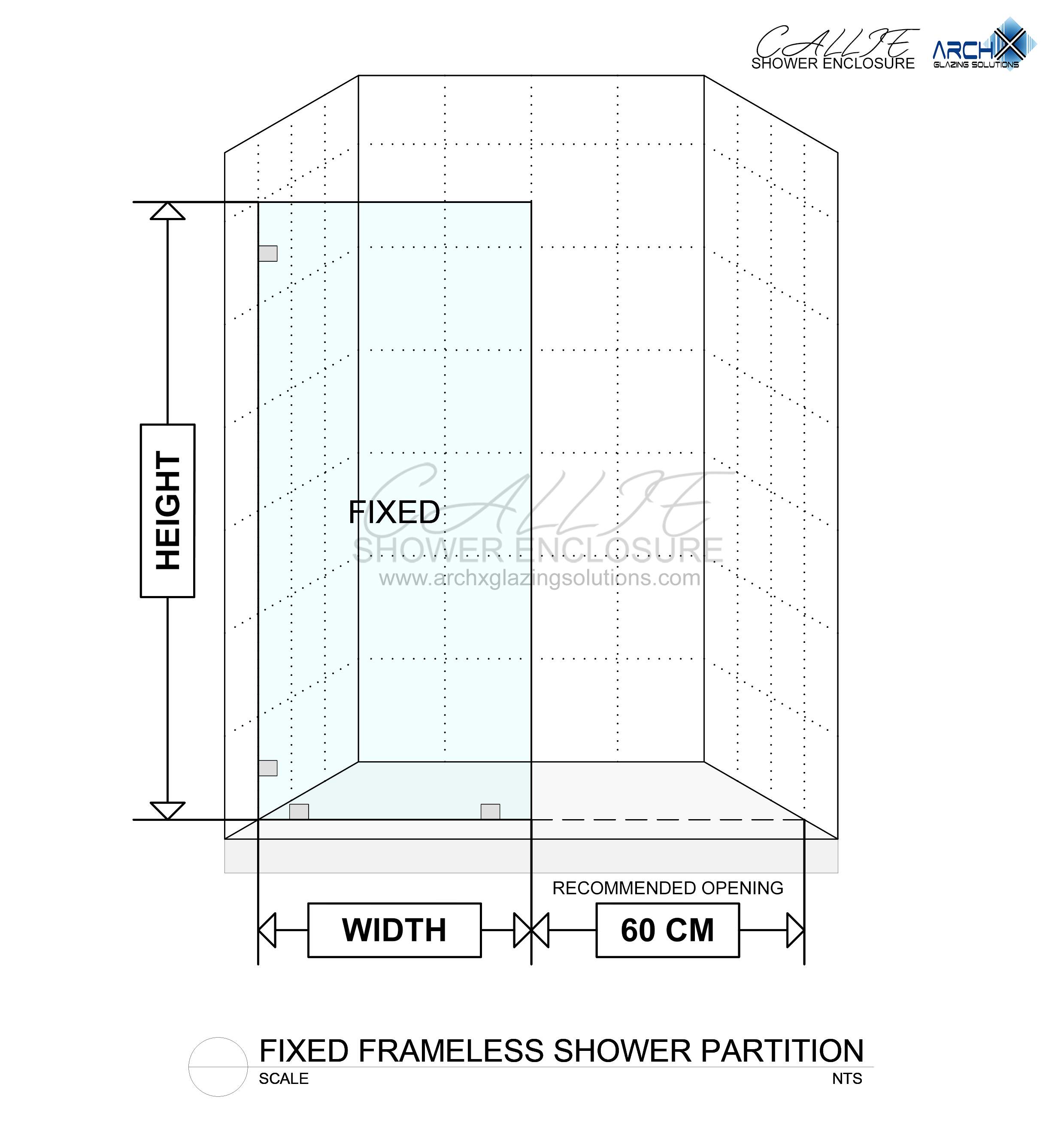 3. Fixed Frameless Shower Enclosure